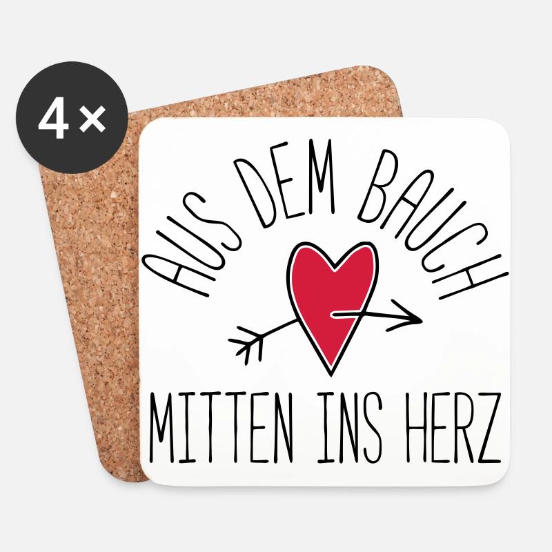 bauch herz - Untersetzer (4er-Set) - Weiß