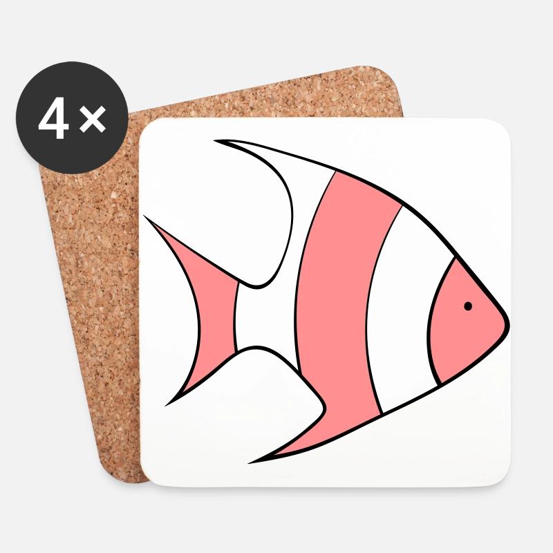 Fisch - Untersetzer (4er-Set) - Weiß