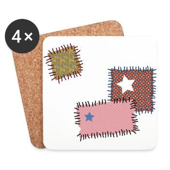 rapiéçage suture aiguille à coudre Patchwork étoiles - Dessous de verre (lot de 4) - blanc - Devant