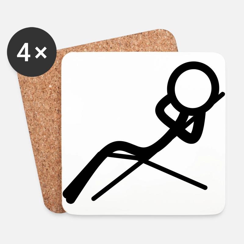 Stickman entspannt sich am Strand - Untersetzer (4er-Set) - Weiß