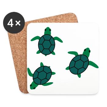 Schildkröte - Untersetzer (4er-Set) - Weiß - Vorne