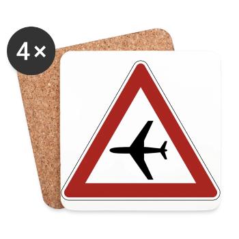 airplane airplane plane hot air balloon air ba - Coasters (set of 4) - white - Front