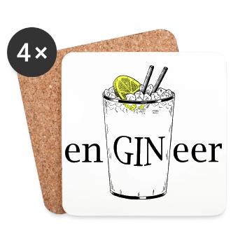 enGINeer (Gin and Tonic) - Untersetzer (4er-Set) - Weiß - Vorne
