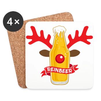 Reinbeer Weihnachtspuppe Kostüm Wortspiel Geschenk - Untersetzer (4er-Set) - Weiß - Vorne