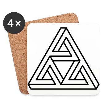 impossible chiffre Hipster géométrie triangle Escher - Dessous de verre (lot de 4) - blanc - Devant