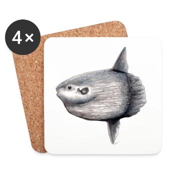 Moonfish - ocean sunfish - Poisson lune Mola mola - Coasters (set of 4) - white - Front