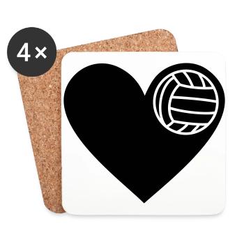 J'aime volley-ball Volleyball Volley - Dessous de verre (lot de 4) - blanc - Devant