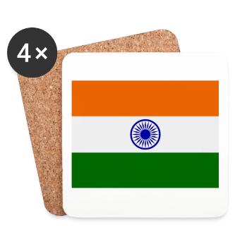 Indien-Flagge - Untersetzer (4er-Set) - Weiß - Vorne