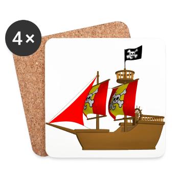 pirate ship boat pirat piratenschiff schiff skull1 - Untersetzer (4er-Set) - Weiß - Vorne