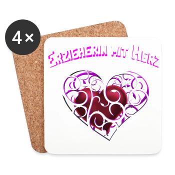 Erzieherin mit Herz - Untersetzer (4er-Set) - Weiß - Vorne