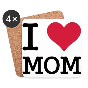 I love Mom - Untersetzer (4er-Set) - Weiß - Vorne