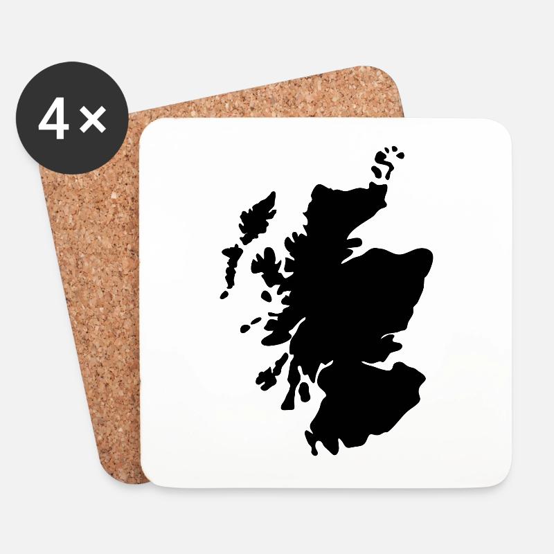 Schottland-Karte - Untersetzer (4er-Set) - Weiß