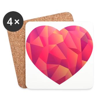 Herz pink - Untersetzer (4er-Set) - Weiß - Vorne