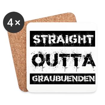 Straight Outta Graubünden Geschenk Stadt - Untersetzer (4er-Set) - Weiß - Vorne