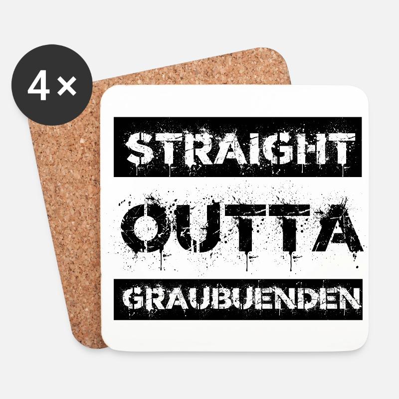 Straight Outta Graubünden Geschenk Stadt - Untersetzer (4er-Set) - Weiß