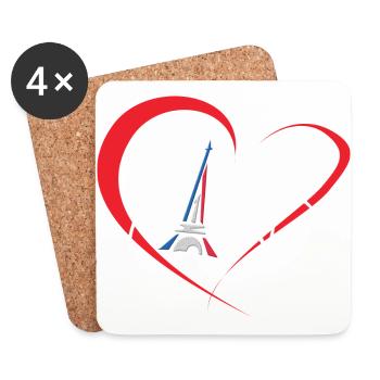 I Love Paris - Dessous de verre (lot de 4) - blanc - Devant
