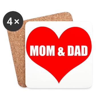 Maman et papa - Dessous de verre (lot de 4) - blanc - Devant