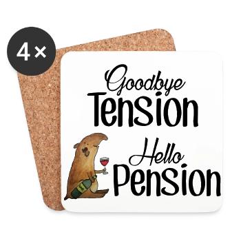 Goodbye Tension Hello Pension - Coasters (set of 4) - white - Front