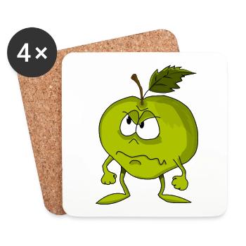 Grim green apple face - Coasters (set of 4) - white - Front