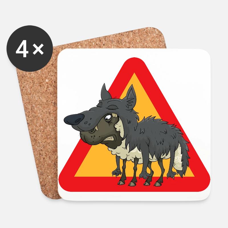 Schaf Wolf - Untersetzer (4er-Set) - Weiß