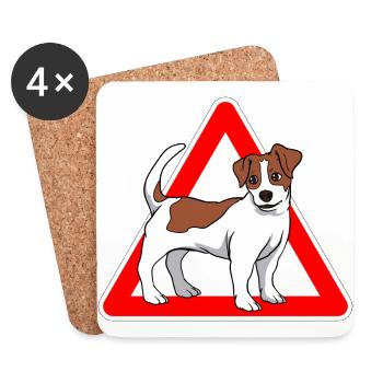 chien Jack Russell Terrier - Dessous de verre (lot de 4) - blanc - Devant