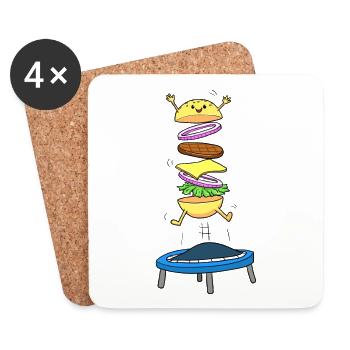Burger Hamburger Cheeseburger Saut d'obstacles - Dessous de verre (lot de 4) - blanc - Devant