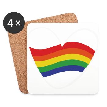 Regenbogen Herz | Geschenk Idee | LGBT - Untersetzer (4er-Set) - Weiß - Vorne