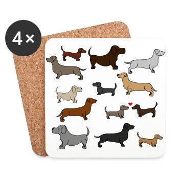 super mignon teckel , idée cadeau - Dessous de verre (lot de 4) - blanc - Devant