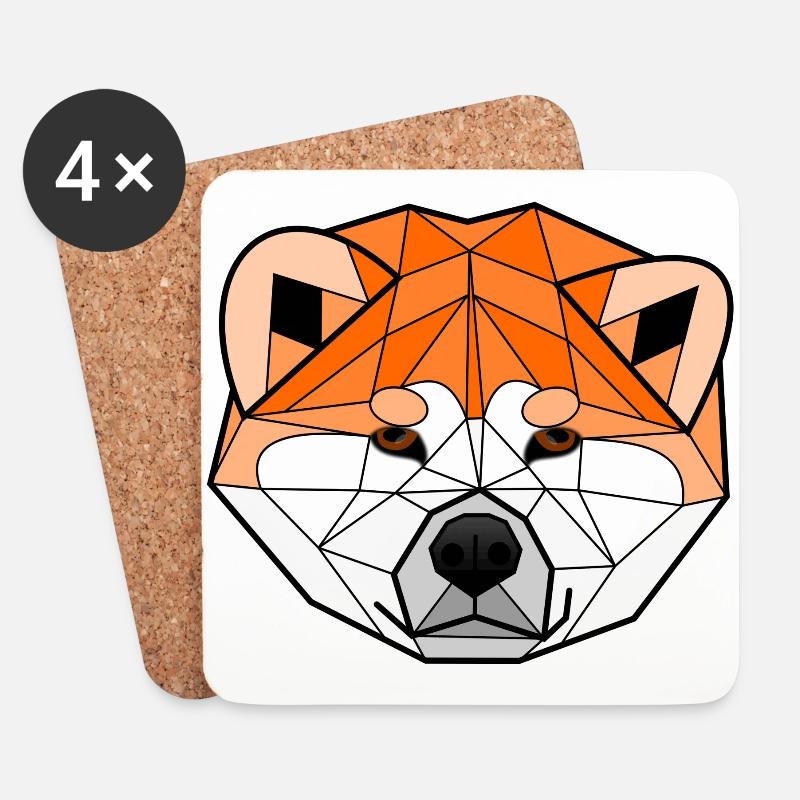 Akita Inu Geometrisch - Untersetzer (4er-Set) - Weiß