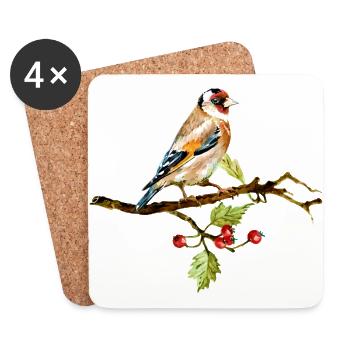 oiseau - Dessous de verre (lot de 4) - blanc - Devant