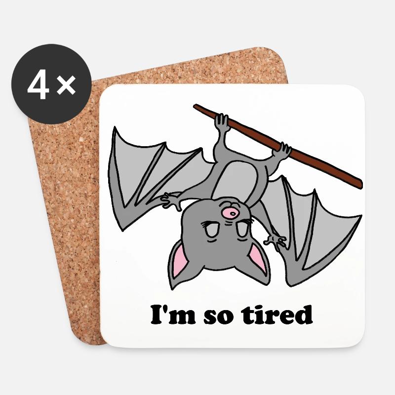 Fledermaus, Vampir, Halloween, bat, müde, abhängen - Untersetzer (4er-Set) - Weiß