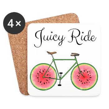 Juicy Ride - Melonenfahrrad für Hobbyradler - Untersetzer (4er-Set) - Weiß - Vorne