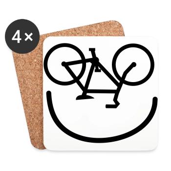 lachendes Fahrrad Fahrradfahrer Bike Rad Radsport - Untersetzer (4er-Set) - Weiß - Vorne