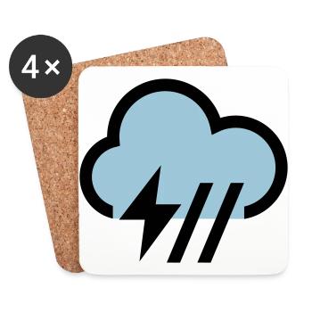 Tempête, icône de nuage d'orage, icône - Dessous de verre (lot de 4) - blanc - Devant