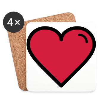 Coeur de valentine - Dessous de verre (lot de 4) - blanc - Devant
