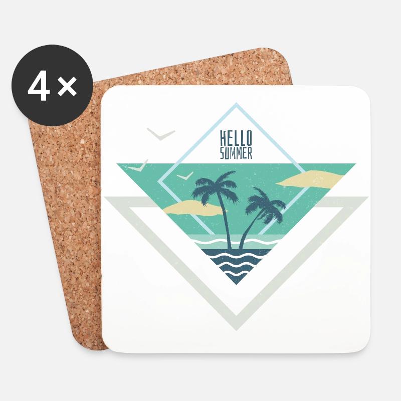 HELLO SUMMER - Untersetzer (4er-Set) - Weiß