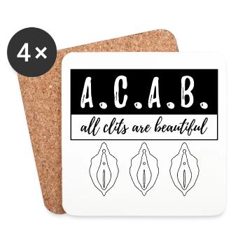 ACAB - All Clits Are Beautiful - Coasters (set of 4) - white - Front