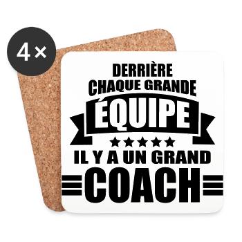 derrière chaque équipe il y a un grand coach - Dessous de verre (lot de 4) - blanc - Devant