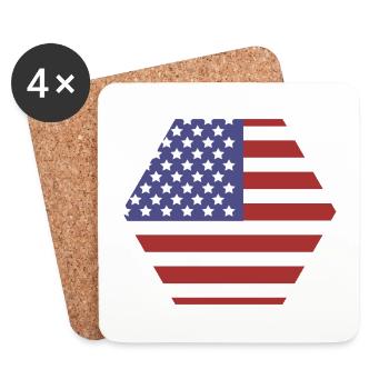Drapeau des États-Unis - Dessous de verre (lot de 4) - blanc - Devant