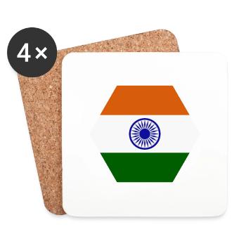 Indien Flagge - Untersetzer (4er-Set) - Weiß - Vorne