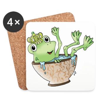 Frog Frog King Crown Animal Cup Green - Coasters (set of 4) - white - Front