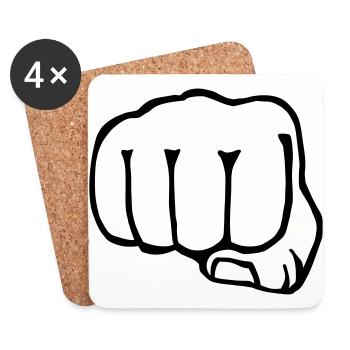 frère poing - boîte - Dessous de verre (lot de 4) - blanc - Devant