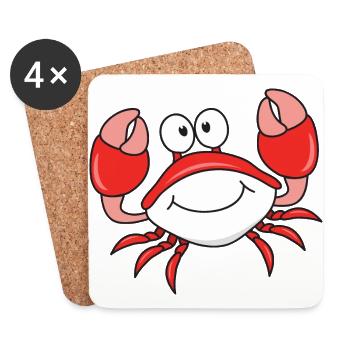 Crab cancer crustaceans - Coasters (set of 4) - white - Front