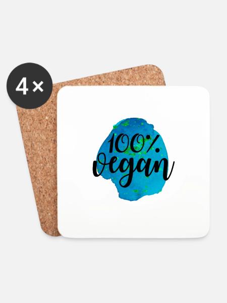 Veganer Vegetarier Tierschutz Geschenkidee - Untersetzer (4er-Set) - Weiß