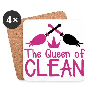 La reine de la mère CLEAN rose chaud avec des - Dessous de verre (lot de 4) - blanc - Devant