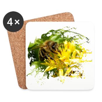 Bees pollinate plants and produce sweet honey - Coasters (set of 4) - white - Front