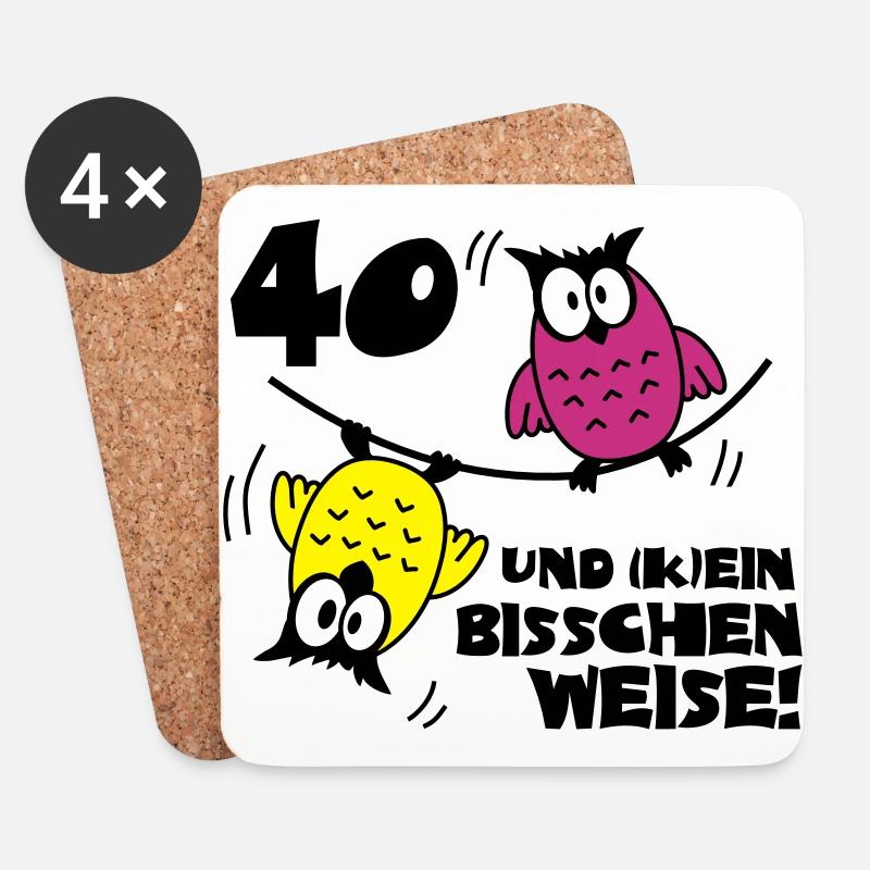 Geburtstag 40 und kein bisschen Weise, Eulen - Untersetzer (4er-Set) - Weiß