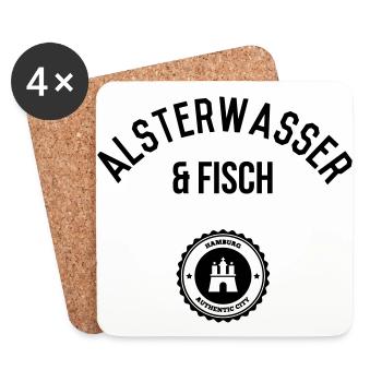 Alster eau et poissons 1 (Hambourg) - Dessous de verre (lot de 4) - blanc - Devant