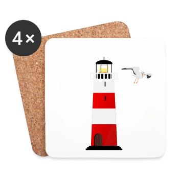 Lighthouse and seagull - Coasters (set of 4) - white - Front