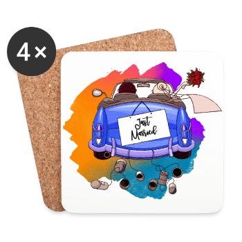 Just Married - Coasters (set of 4) - white - Front